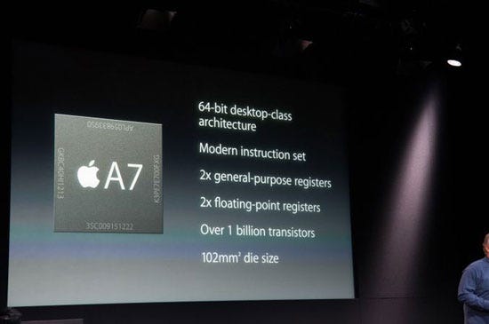 The A7 chip, introduced