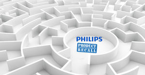 photo illustration of the Philips recall showing a complex maze with the Philips logo and a product recall stamp in the