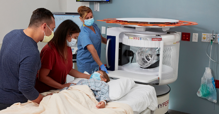 Hyperfine Swoop Portable MRI being used on a pediatric patient