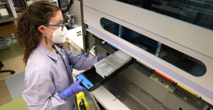 Research Scientist Dr. Margaret Mills sets up an instrument that extracts DNA for Monkeypox virus testing at the UW Medicine Virology Laboratory on July 12, 2022 in Seattle, Washington. The UW Medicine Virology Laboratory is one of a handful of clinical 