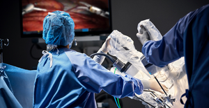 Operating Room staff using a da Vinci system manufactured by Intuitive Surgical
