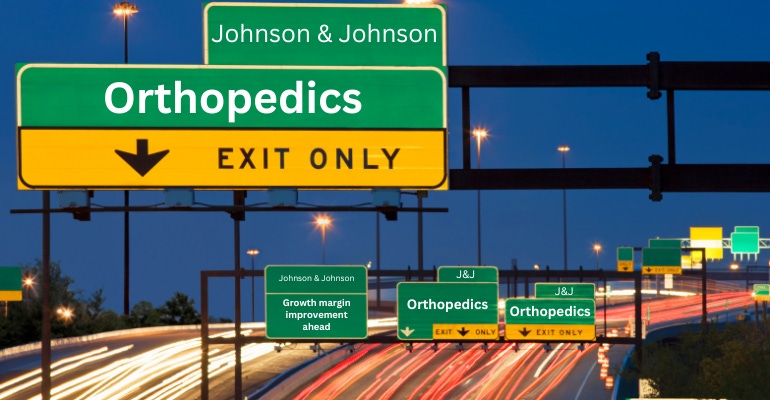 Photo illustration of Johnson & Johnson's plan to exit from certain orthopedic markets by the end of 2025.