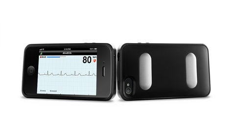 AliveCor's Heart Monitor mounts on your smartphone. (Courtesy AliveCor Inc.)