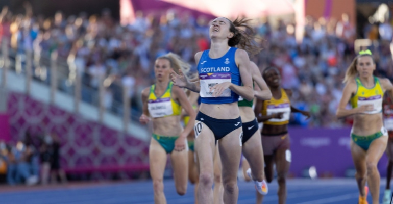 Laura Muir, Scotland wins the 1500 meter final at the Birmingham 2022 Commonwealth Games at Alexander Stadium, Birmingham on