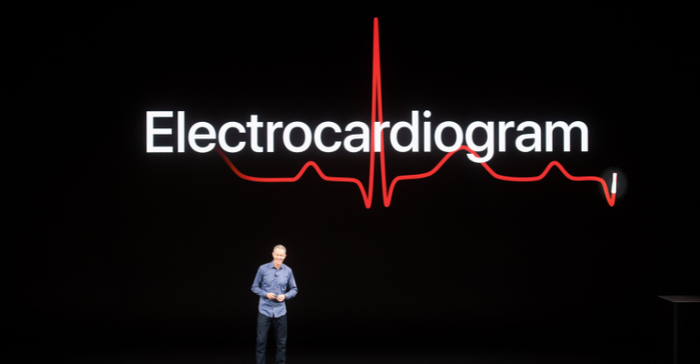 Apple COO Jeff Williams talks about the Apple Watch Series 4 during an event on September 12, 2018, in Cupertino, CA, the watch allows users take ECG readings, putting it in the wearable medical devices spotlight
