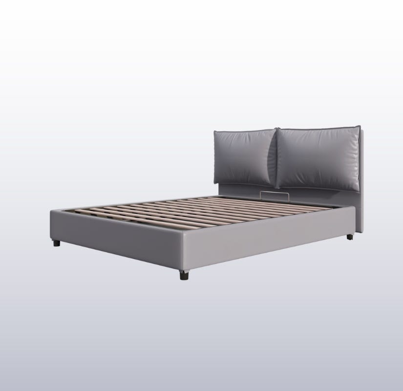 letto contenitore in pelle grigio