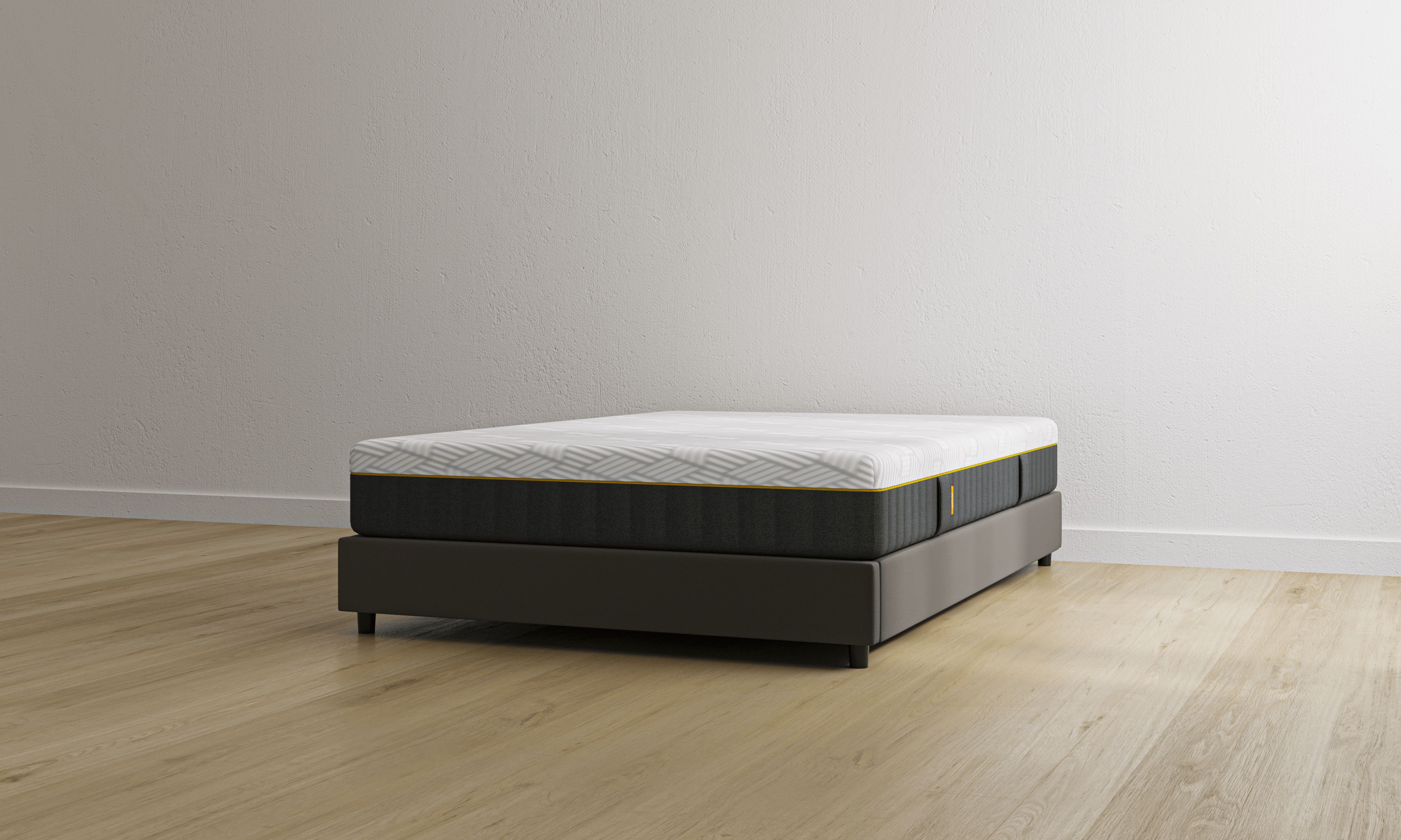 Letto contenitore grigio senza testiera con materasso