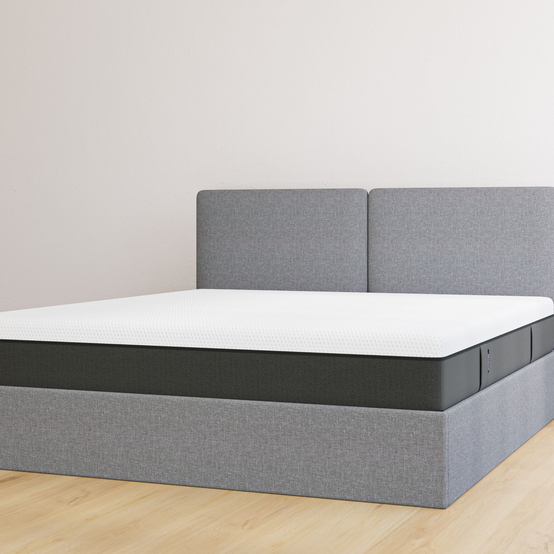 Letto contenitore matrimoniale grigio scuro con testiera con materasso