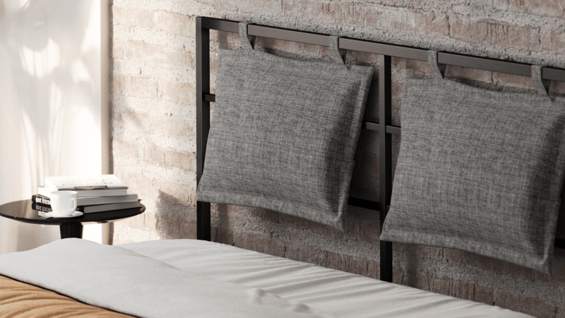 Kopfteil des Bettes mit Polster, vergrößert