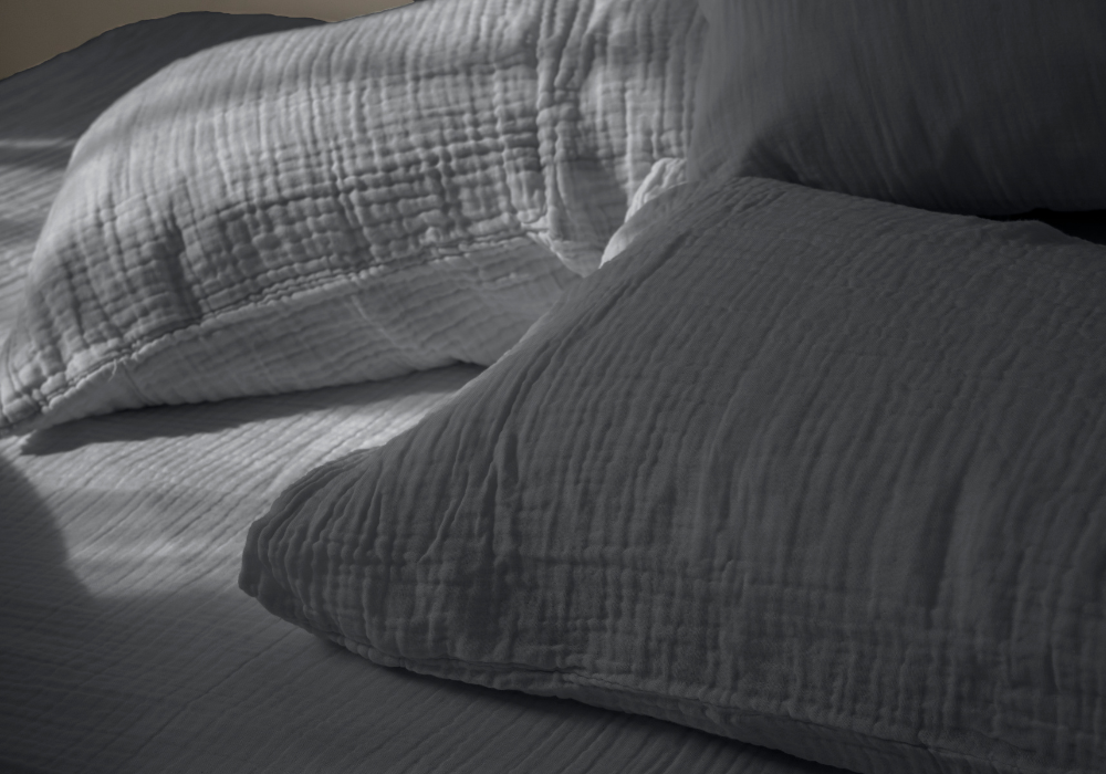 Oreiller avec taie colorée.