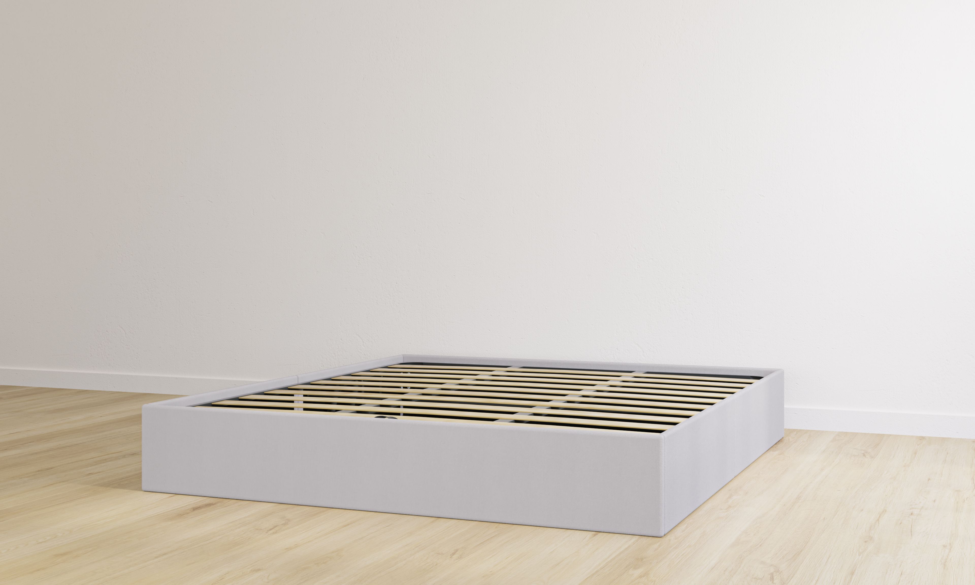 Letto contenitore matrimoniale grigio chiaro senza testiera