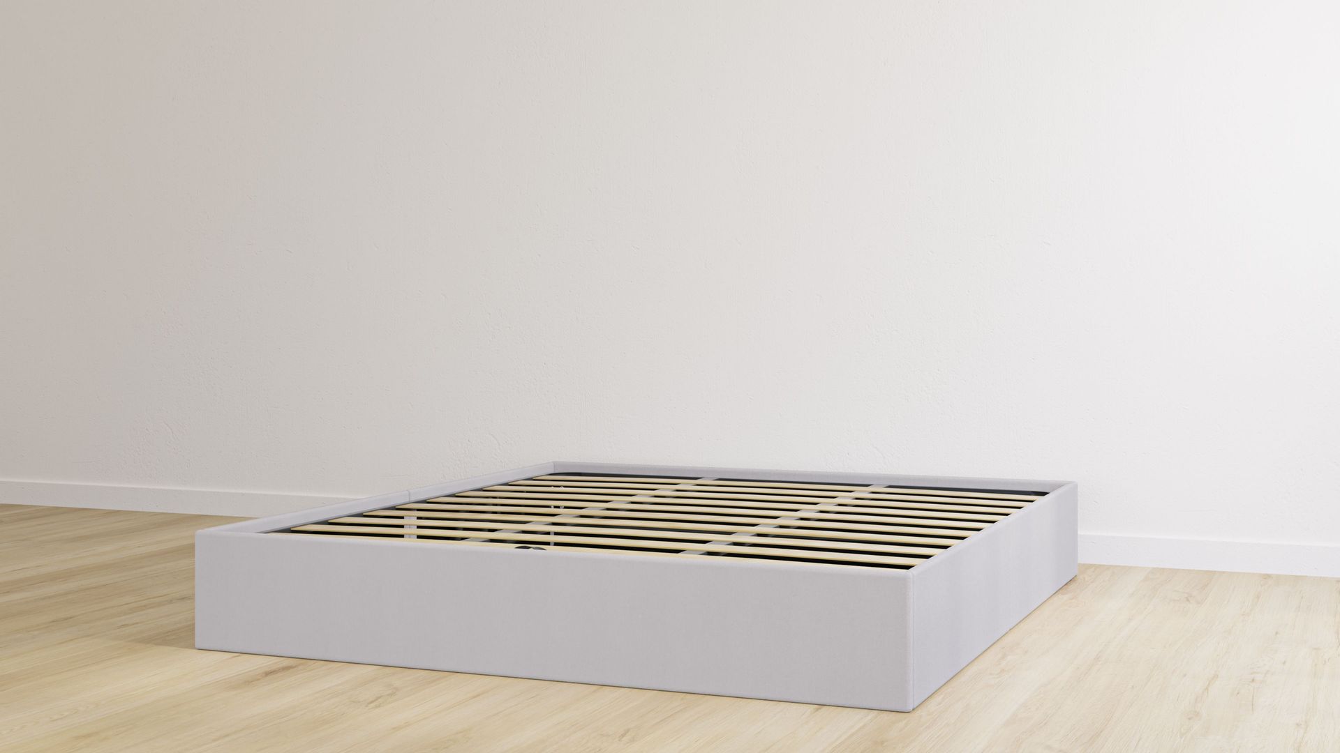 Letto contenitore matrimoniale grigio chiaro senza testiera