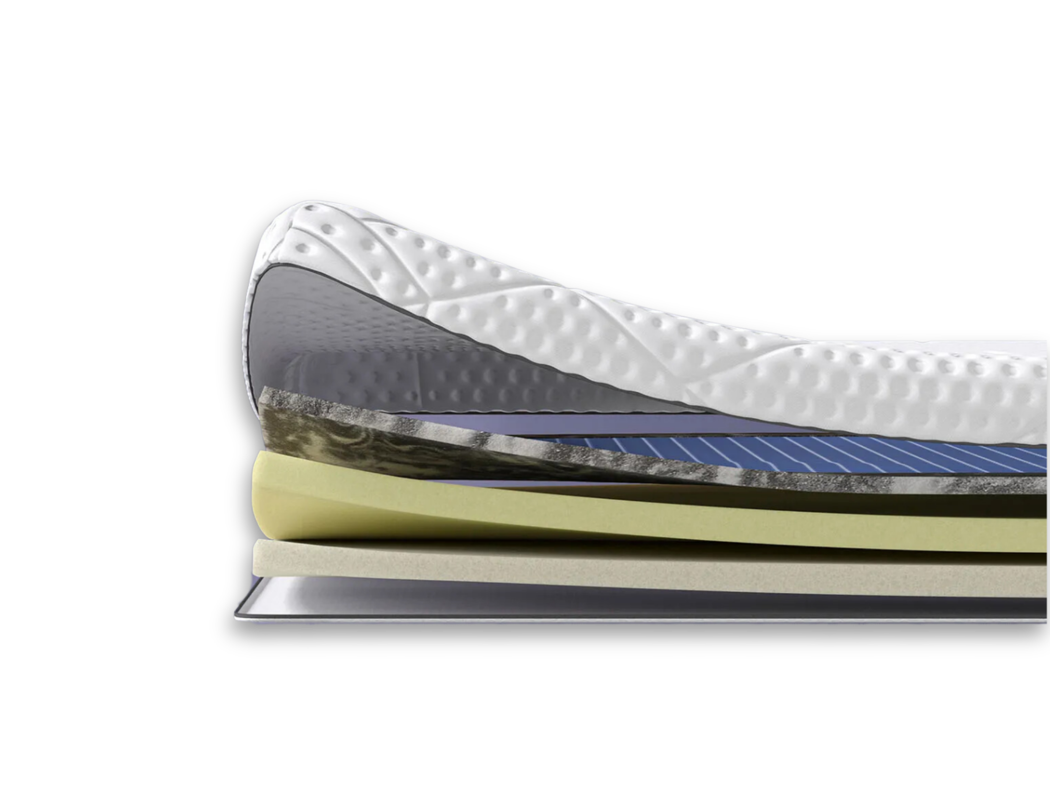 Aufgeschnittener Emma Elte AirGrid Topper mit sichtbaren Schichten.