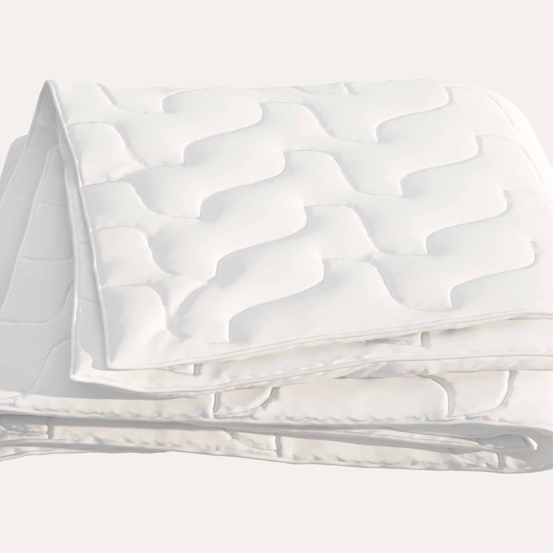 Piumone bianco piegato con cuciture ondulate