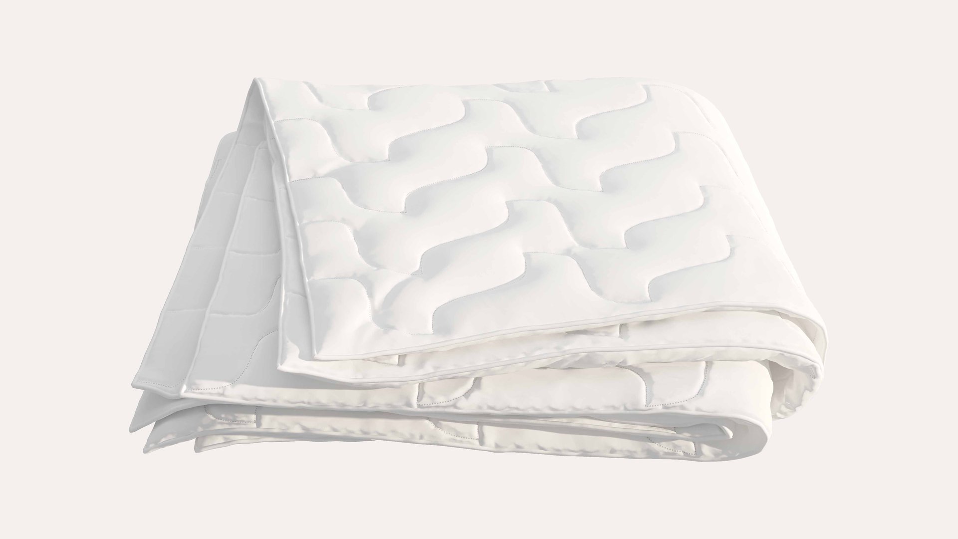 Piumone bianco piegato con cuciture ondulate