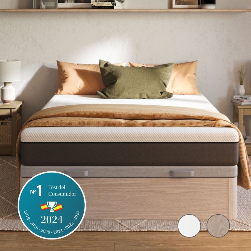 Pack canapé y complementos gratis. Canapé emma con 3 almohadas y colchón en ambiente acogedor