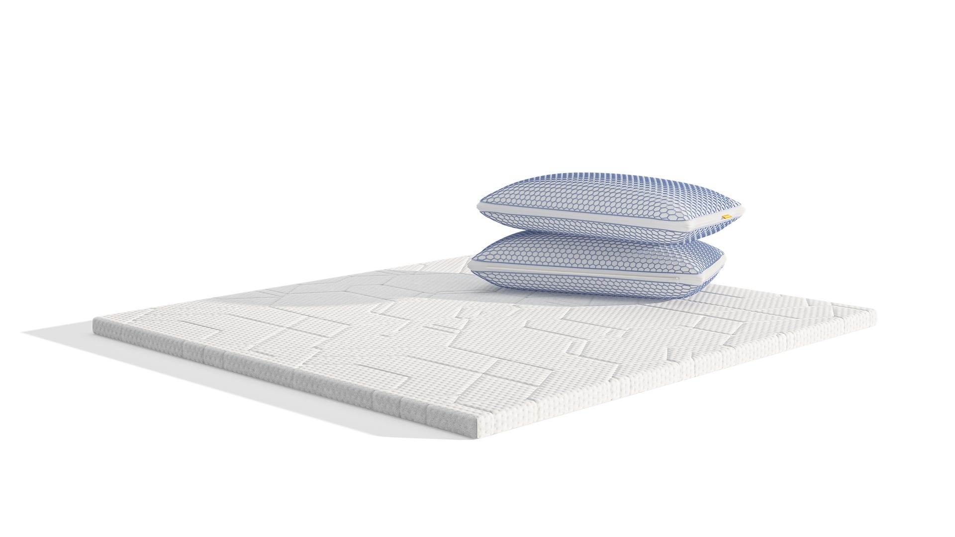 Uma imagem do kit zero gravity, que inclui um sobrecolchão Zero Gravity, e uma almofada Zero Gravity