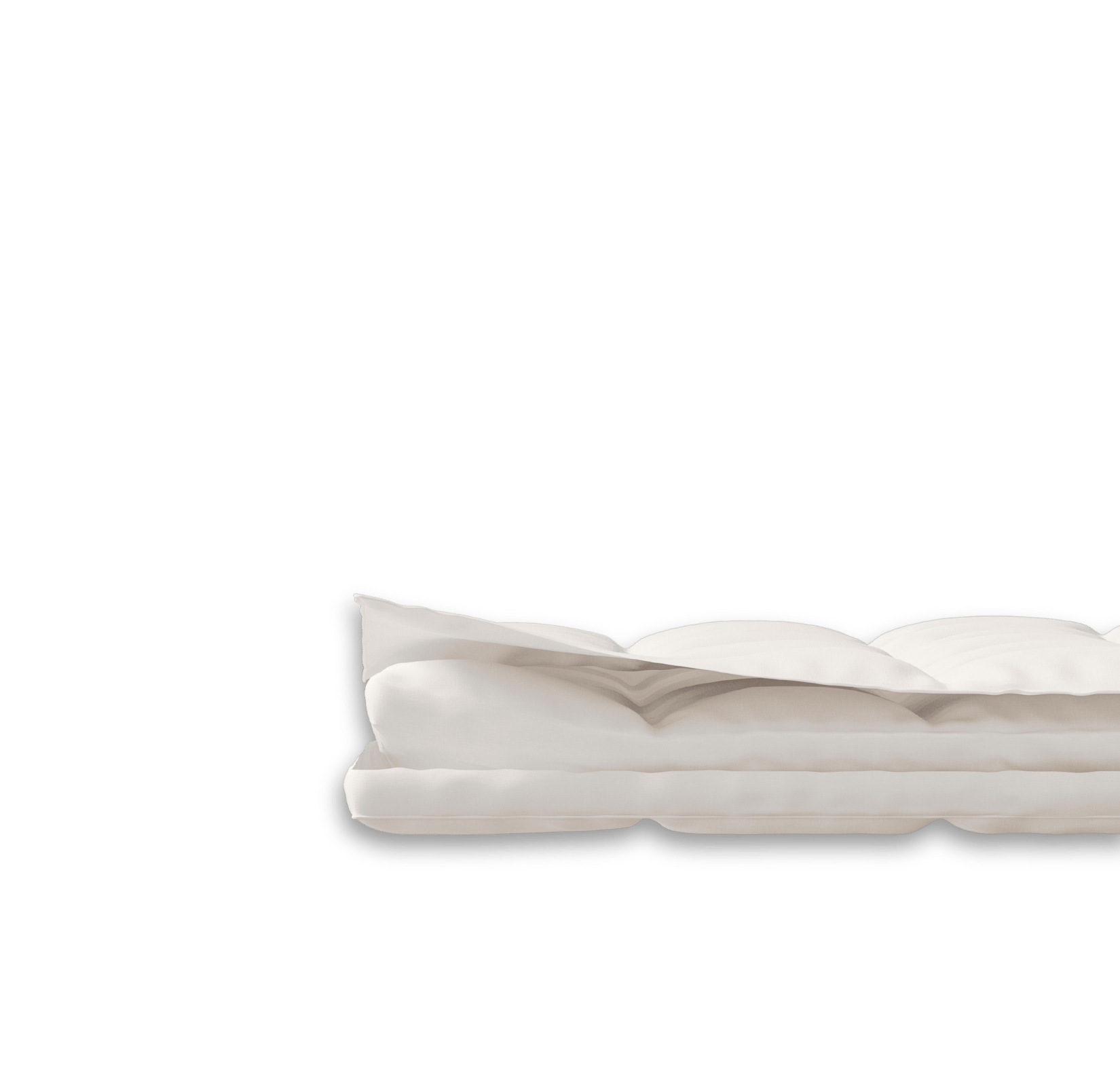 Aufgeschnittener Emma One Topper mit sichtbaren Schichten.