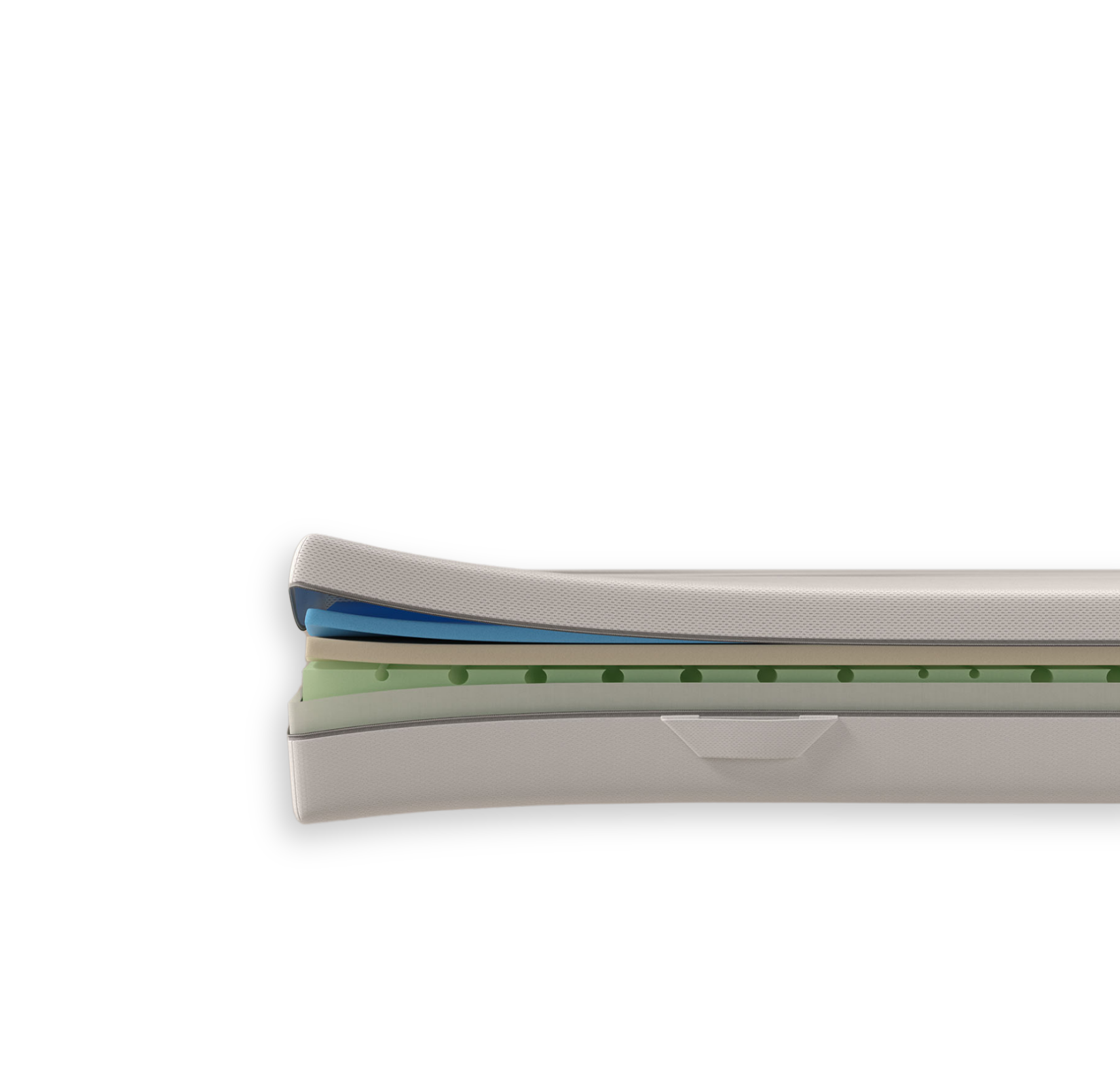 Aufgeschnittene Emma One Matratze mit sichtbaren Schichten.