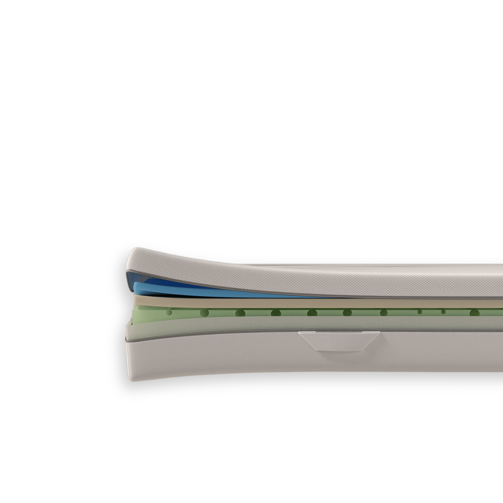 Aufgeschnittene Emma One Matratze mit sichtbaren Schichten.