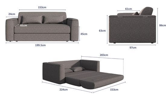 sofa bed dimensions in inches        <h3 class=