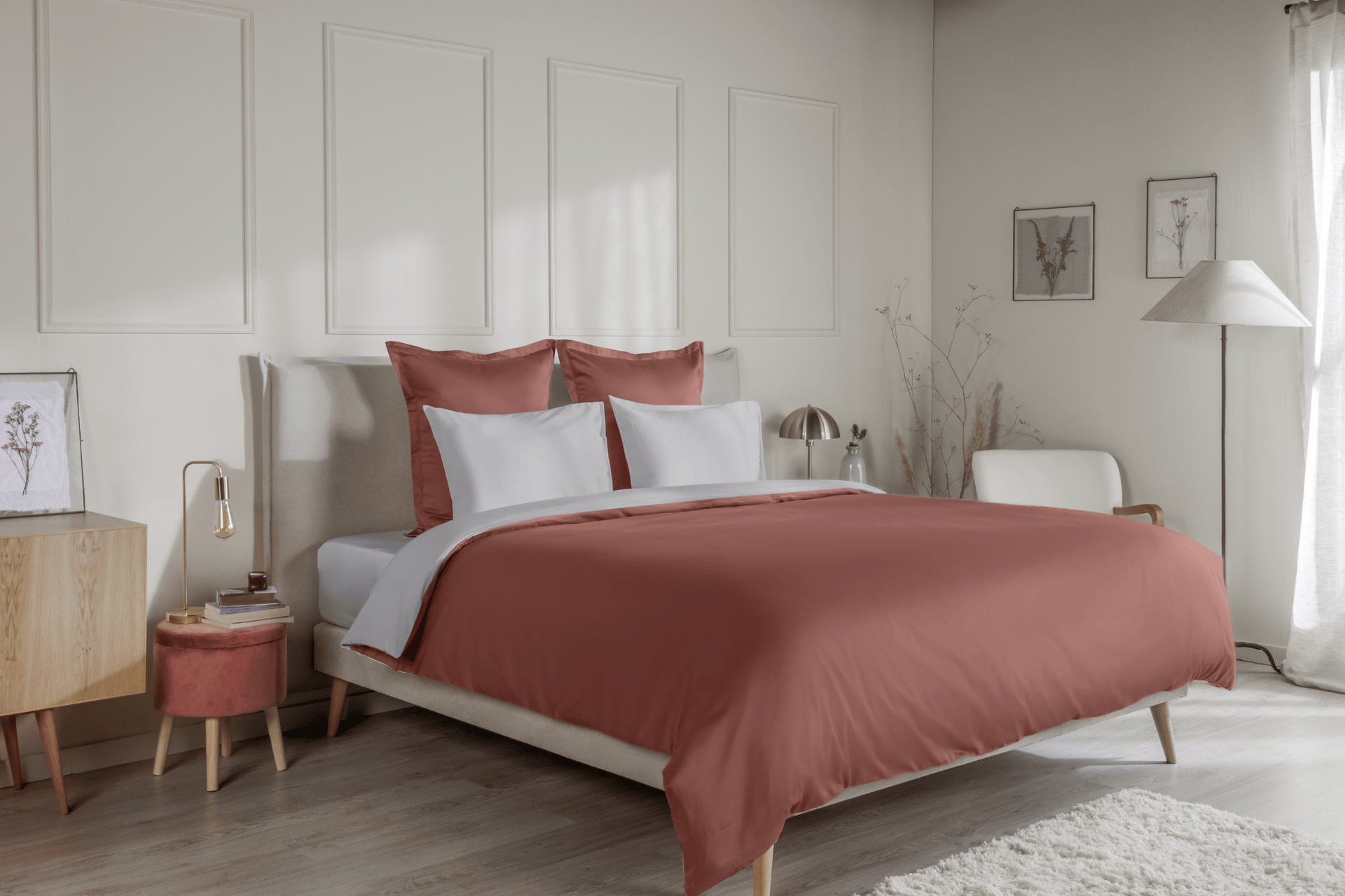 Housse de couette 280x240 cm satin ANGÈLE vert tilleul
