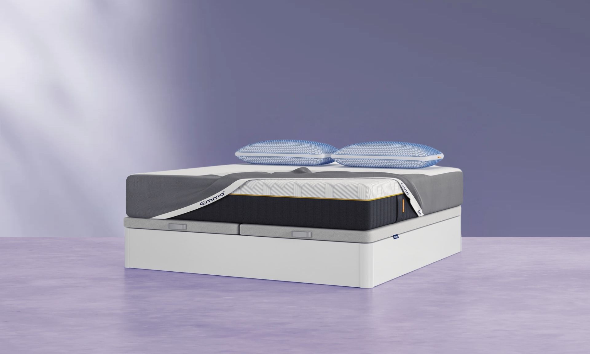 Canapé con colchon hybrid elite y almohadas viscoelásticas elite