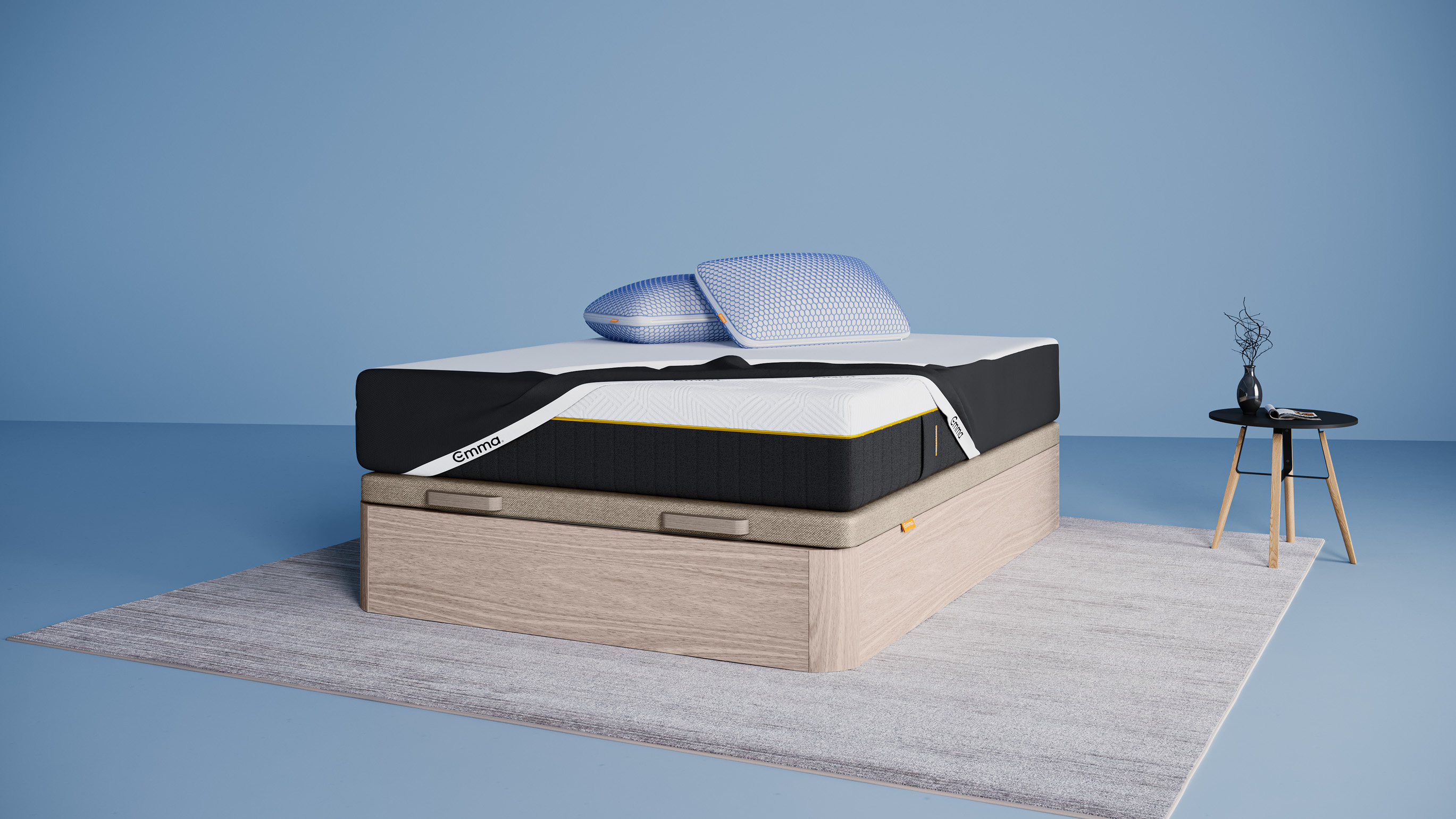 Canapé con colchon hybrid elite y almohadas viscoelásticas elite