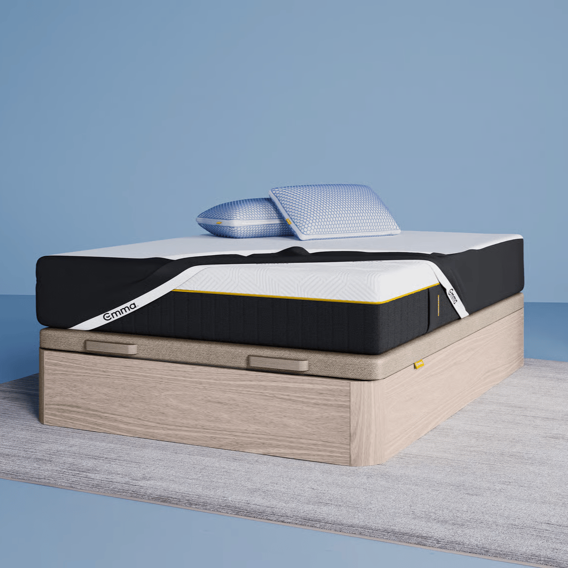 Canapé con colchon hybrid elite y almohadas viscoelásticas elite