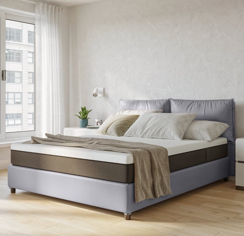 letto contenitore matrimoniale in pelle con materasso memory foam