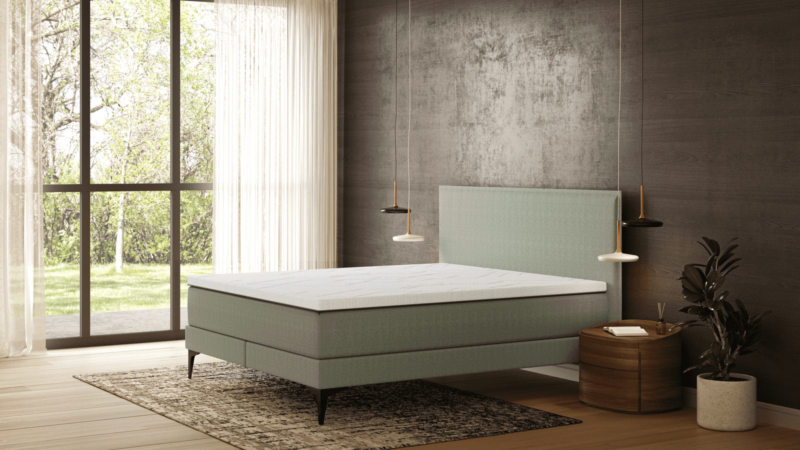 Signature - Mint Green - Pillow HB - Metal Ft - Diamond Top