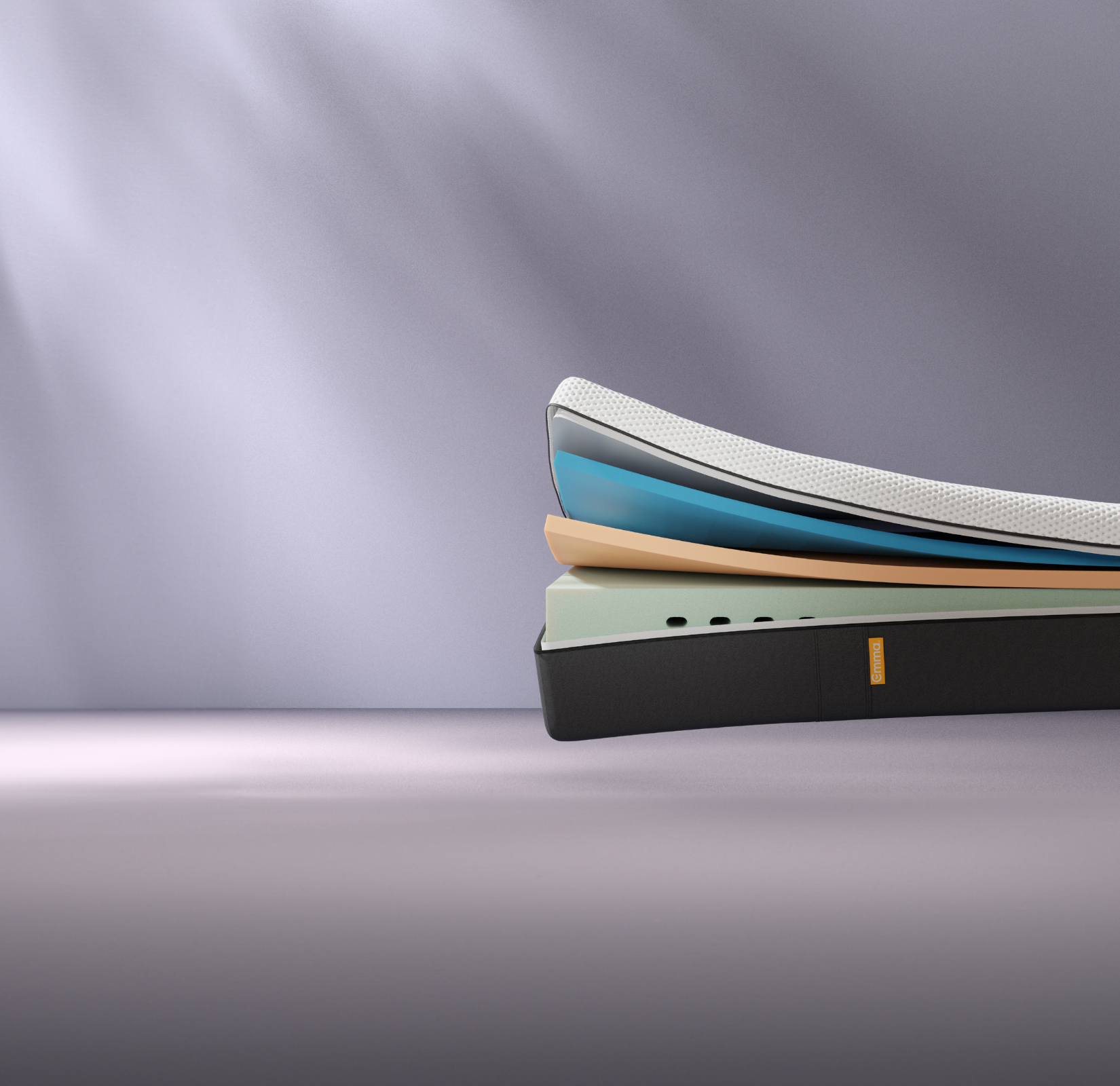 Colchão Emma Original com suas 3 camadas e capa visíveis