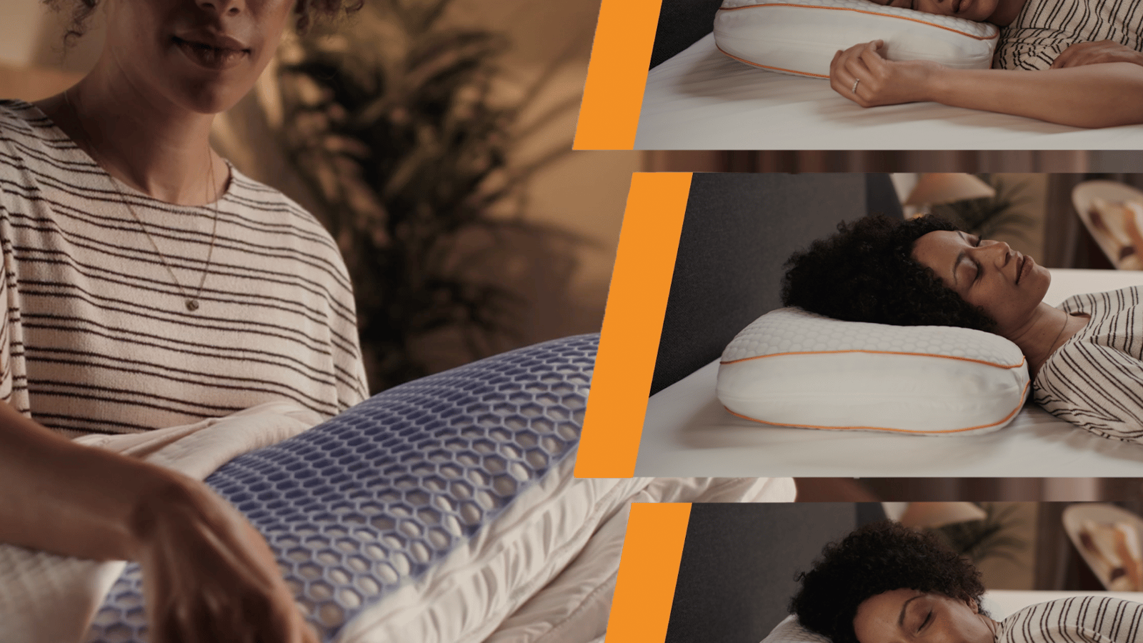 Imagen de una mano pasando por la tecnología AirGrid de una almohada Emma Microfibra Elite.