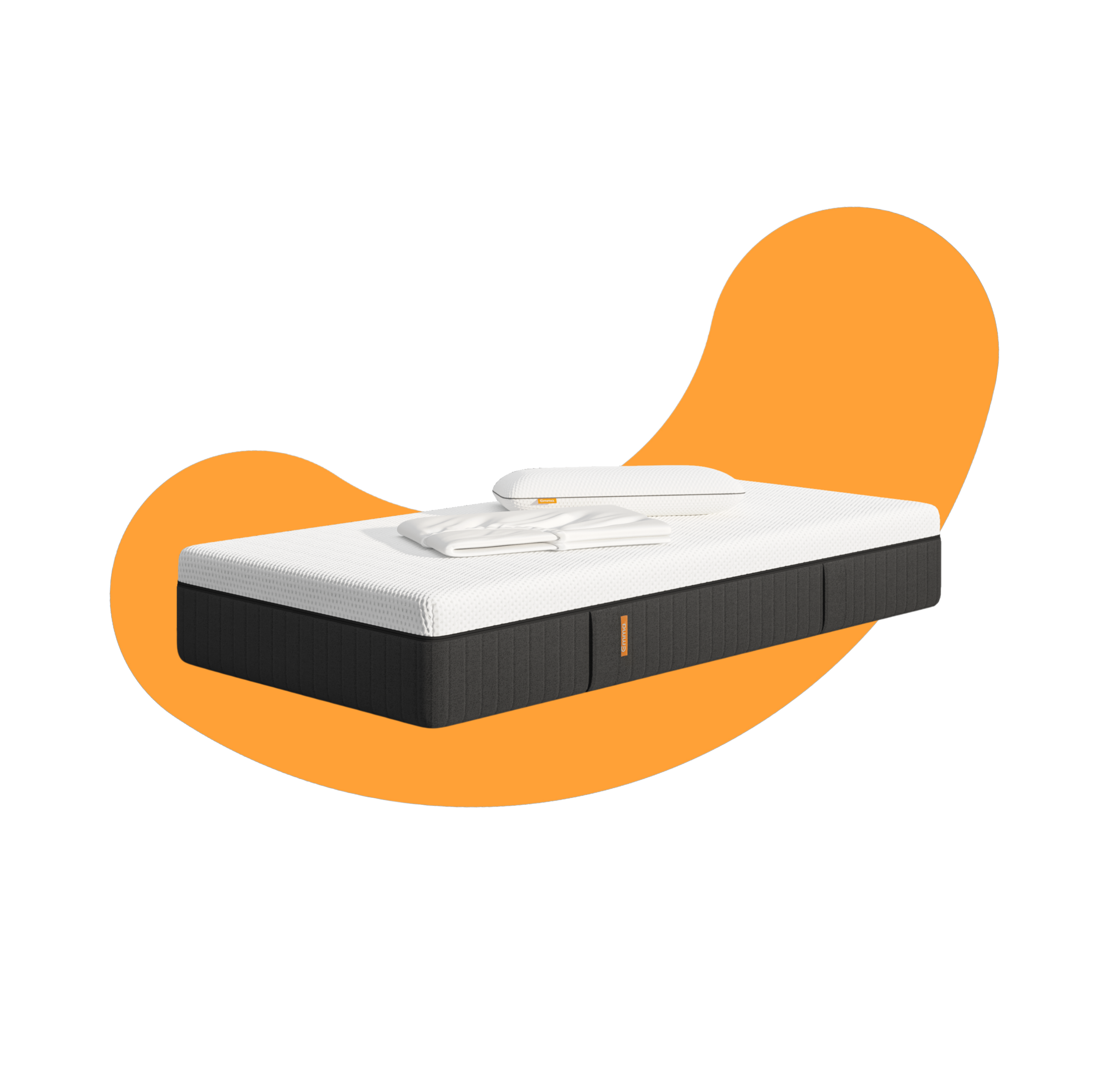 Emma Premium Set: 1x Matratze, 2x Kissen und 1x Spannbettlaken.