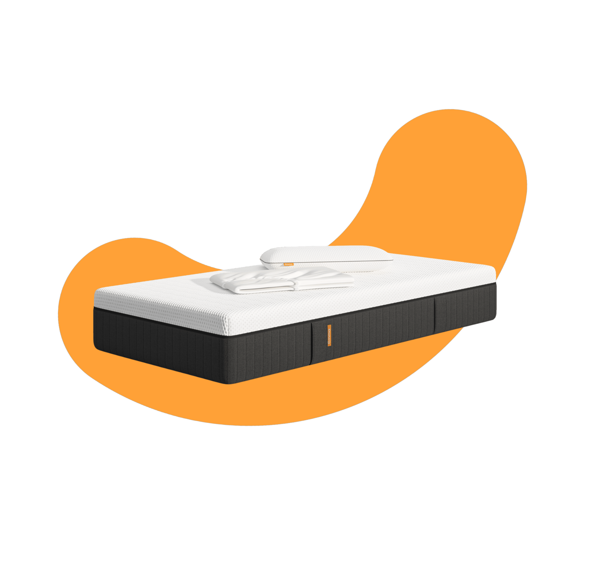 Emma Premium Set: 1x Matratze, 2x Kissen und 1x Spannbettlaken.