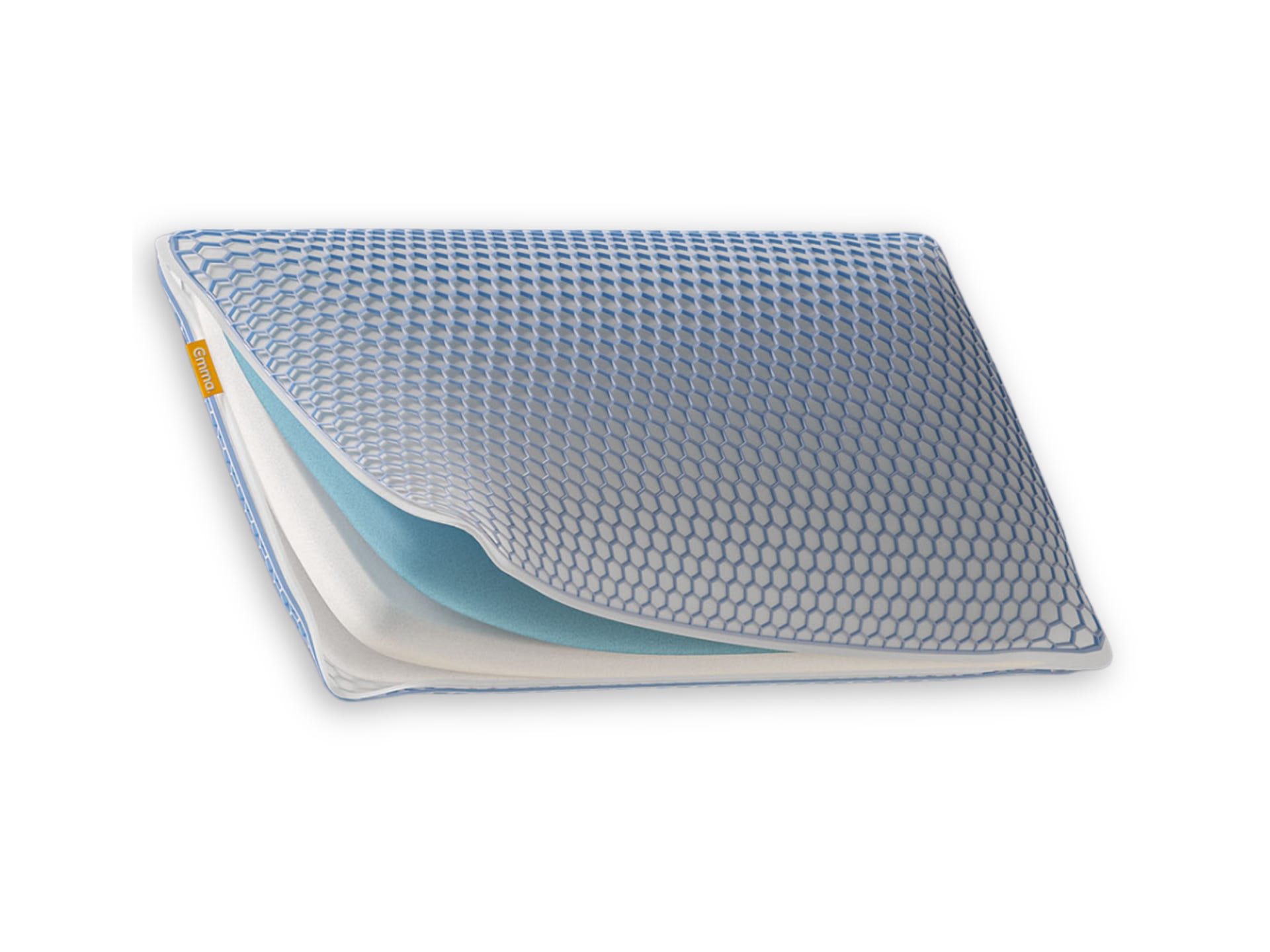 Emma Elite Stützkissen mit sichtbaren Schichten.