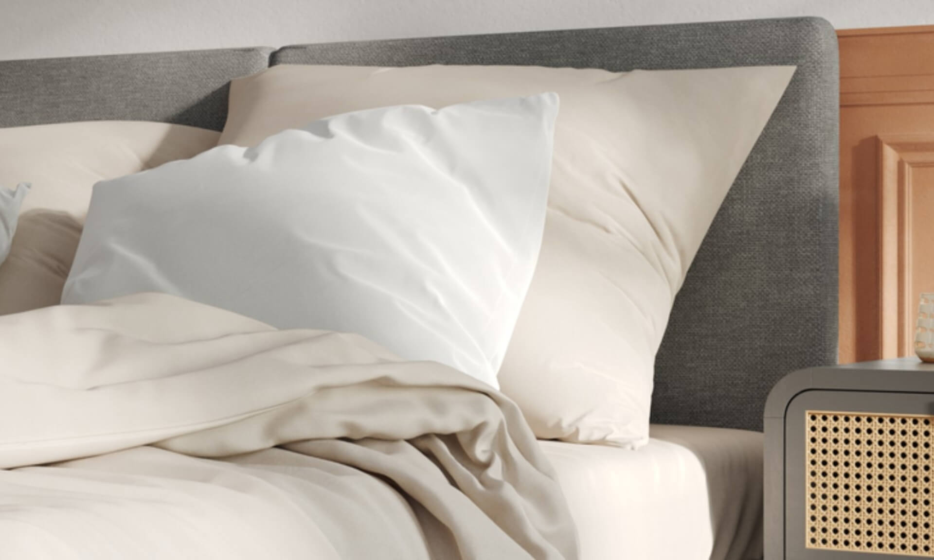 coppia federe in percalle color sabbia