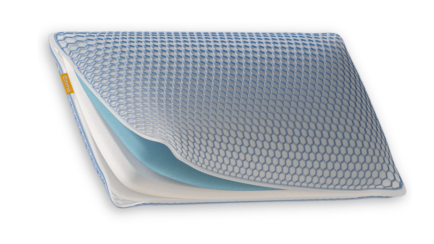 Emma Elite Stützkissen mit sichtbaren Schichten.