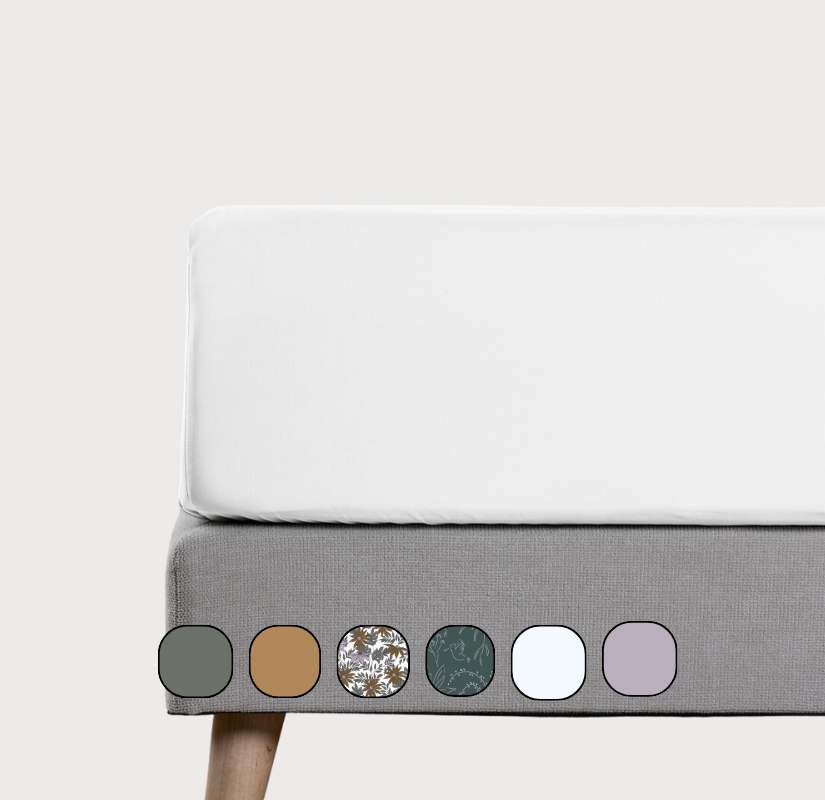 Vue latérale d’un matelas avec drap-housse.