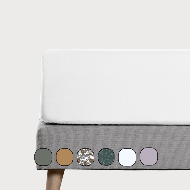 Vue latérale d’un matelas avec drap-housse.