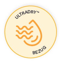 Siegel „Ultry-Dry Bezug“ mit Wassertropfen-Symbol.