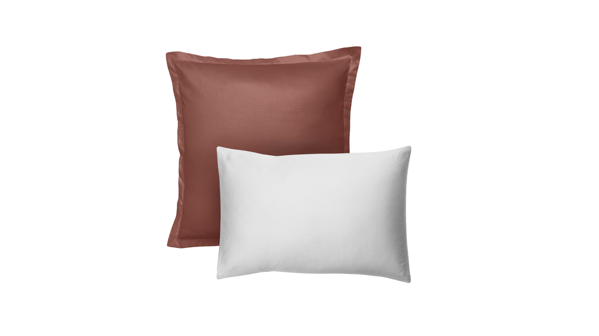 Zwei Emma Premium Kopfkissenbezüge in terracotta und weiss im Wendedesign.