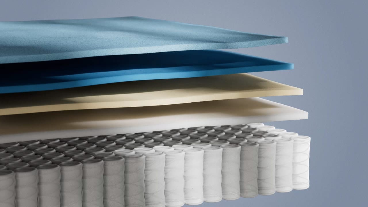 Illustrative cutaway showing the mattress construction.