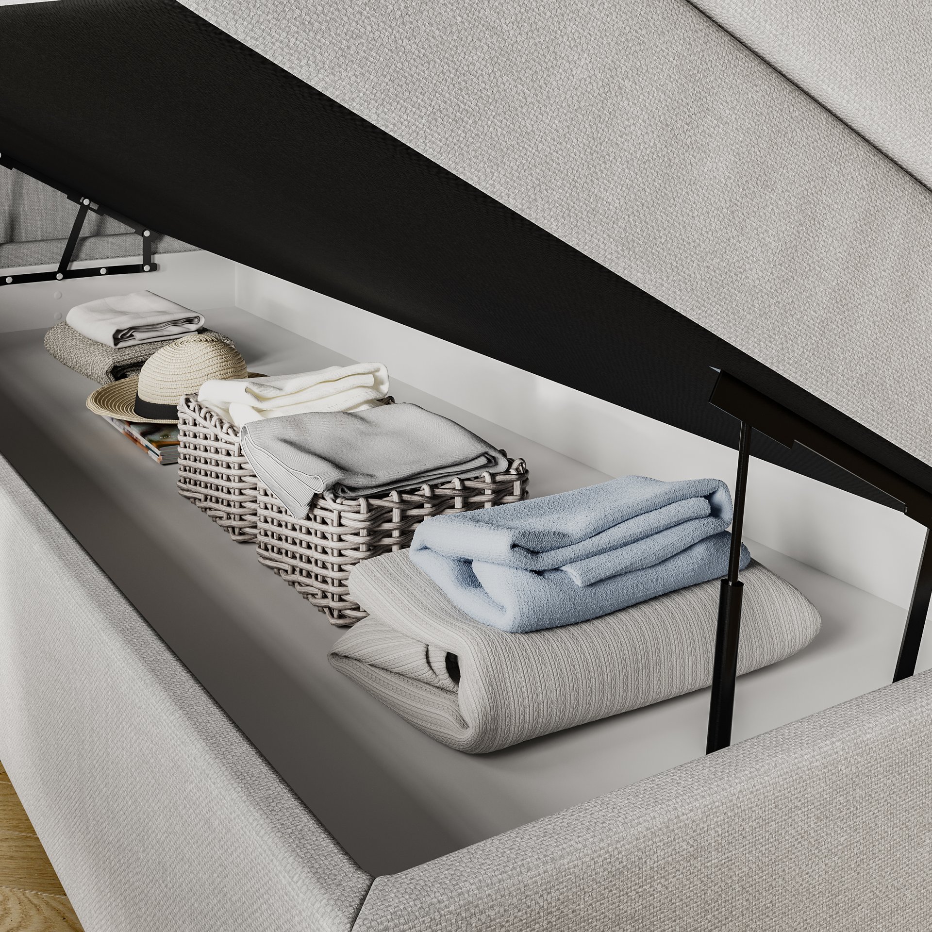 Lit Boxspring Royal avec rangement ouvert