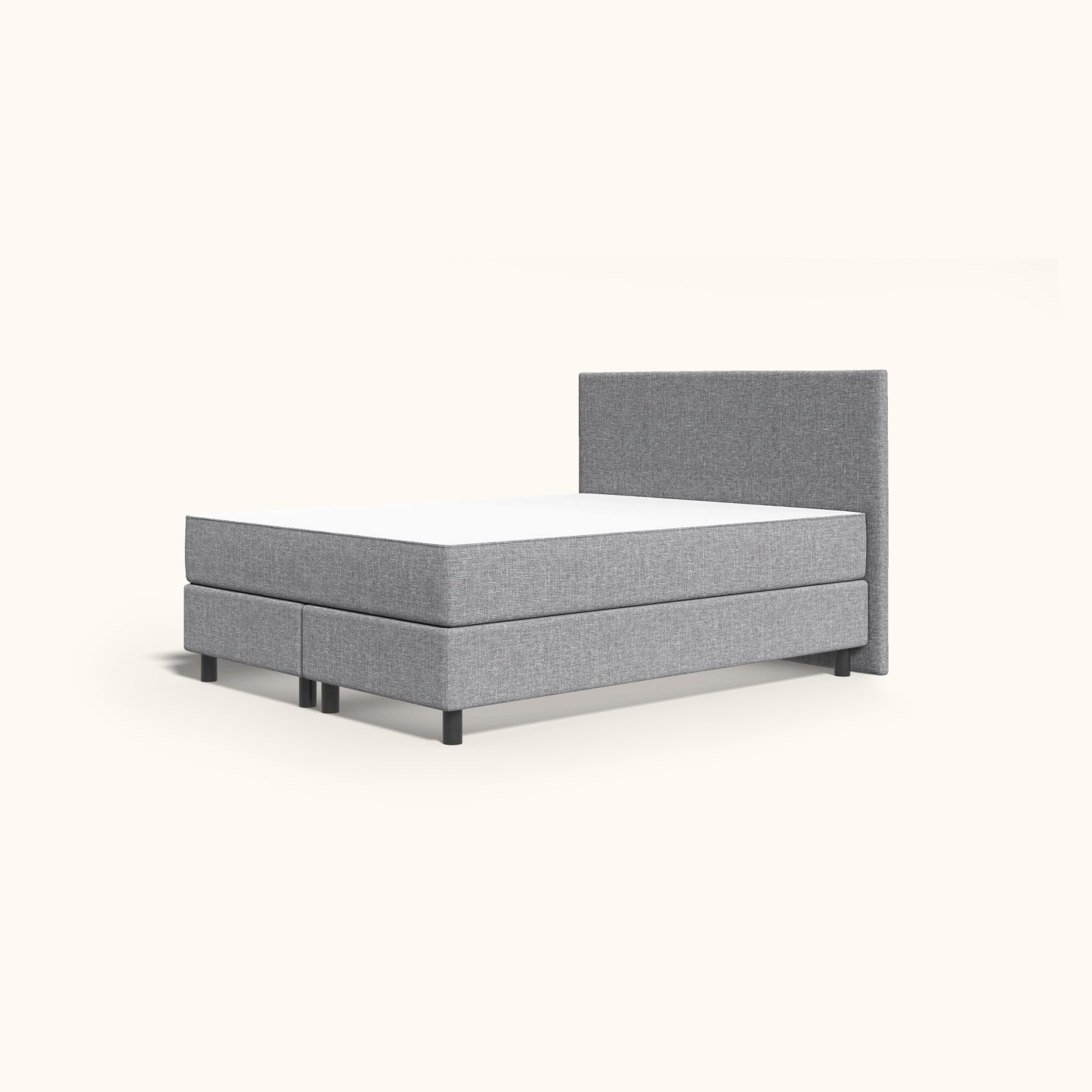 Emma Original Boxspringbett Komfort 140x200cm - hellgrau - Füße Schwarz - Kopfteil gesteppt