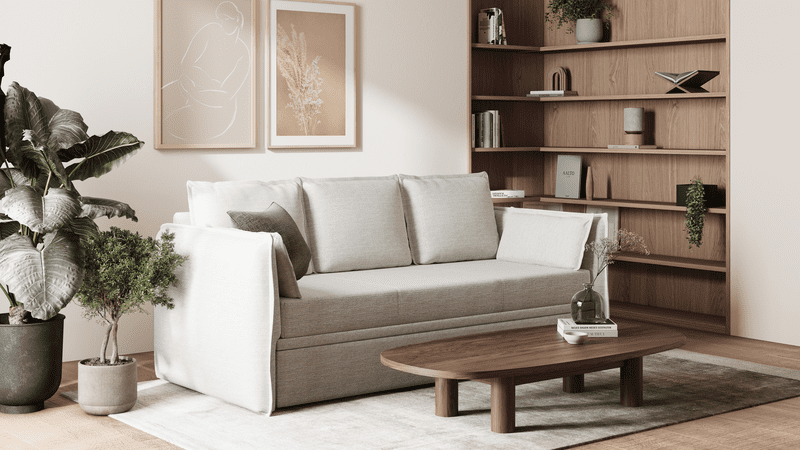 distance idéale entre un canapé convertible et une table basse pour aménager le salon