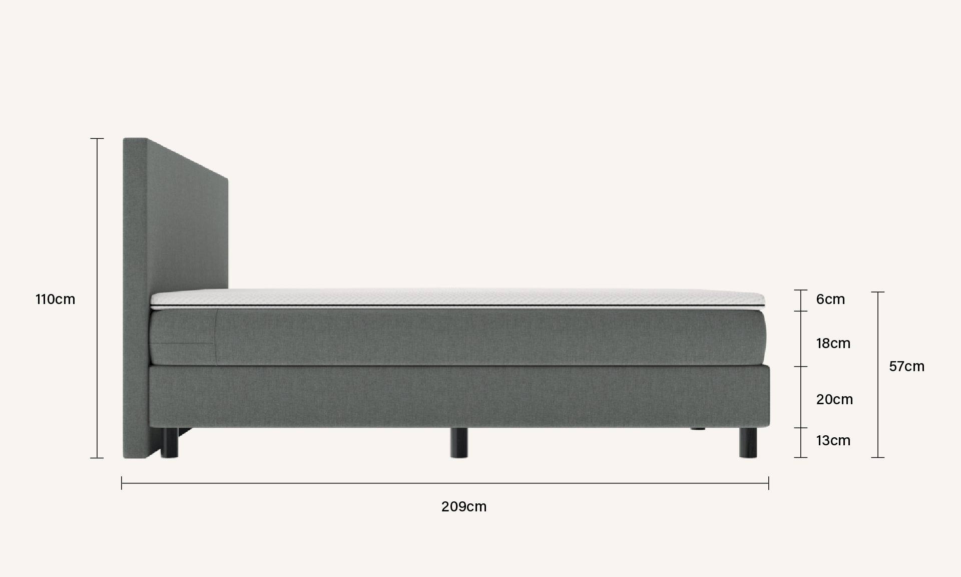 emma matras bed boxspring one measures
