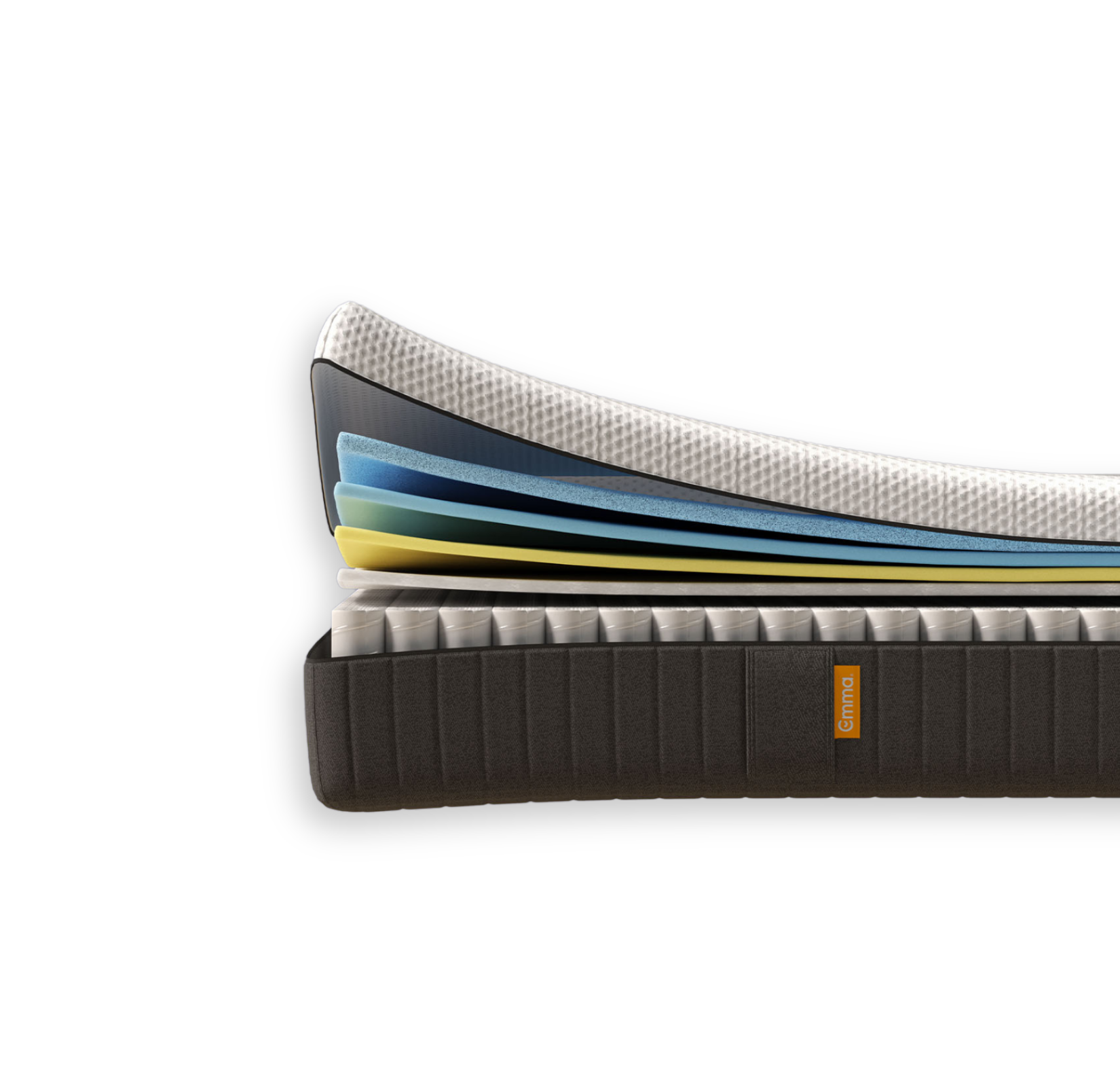 Aufgeschnittene Emma Original Pro Matratze mit sichtbaren Schichten.