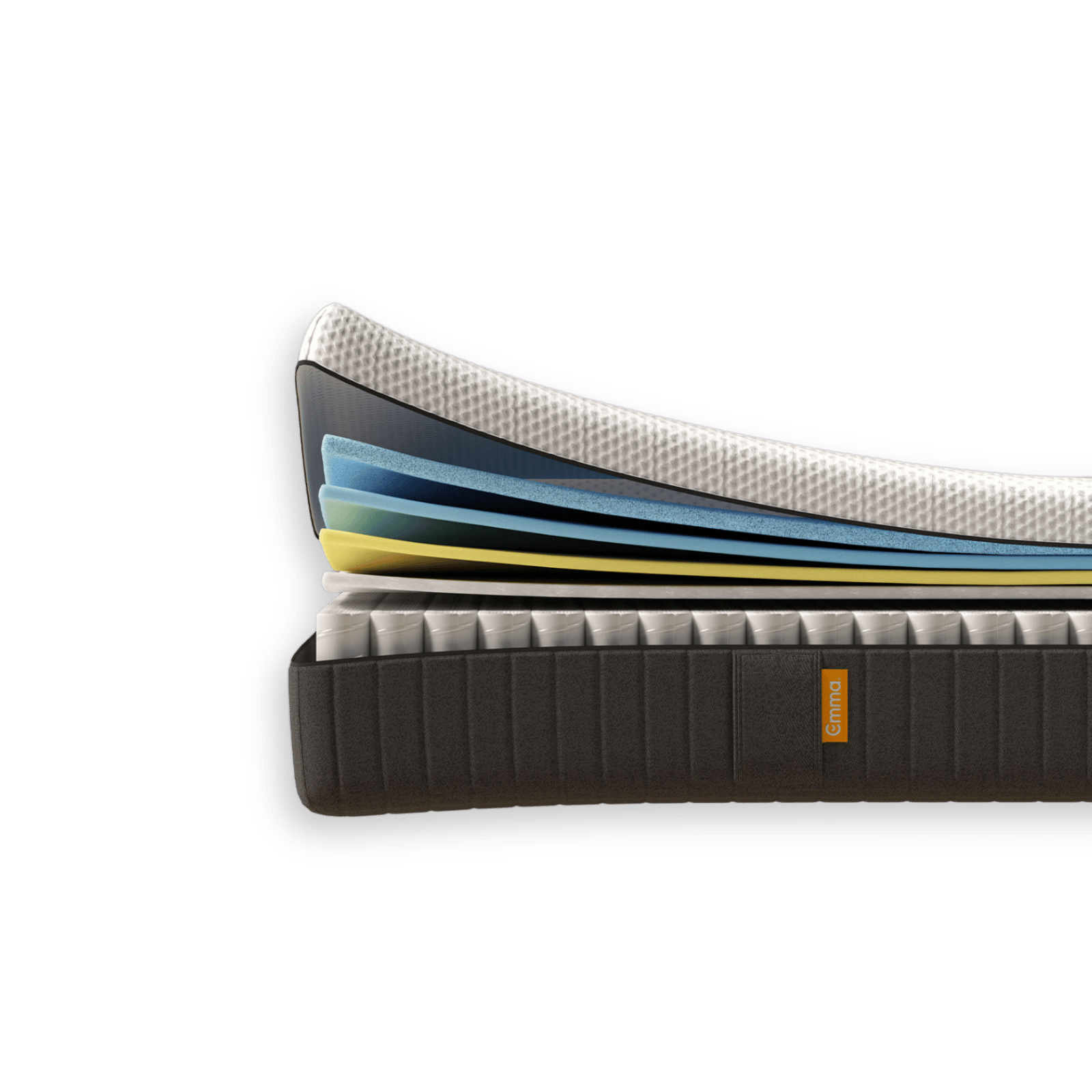 Aufgeschnittene Emma Original Pro Matratze mit sichtbaren Schichten.