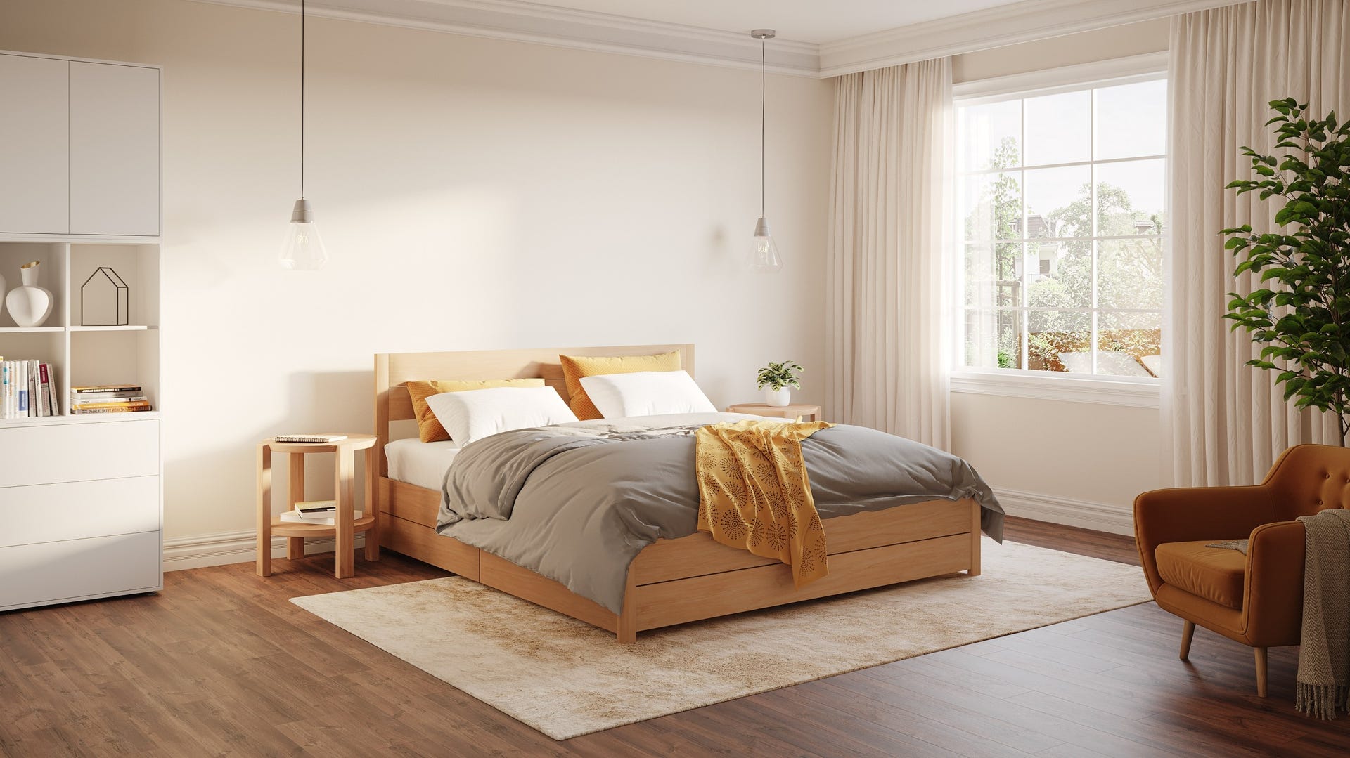 Emma Wooden Bed V2 - Natural design for any room.
